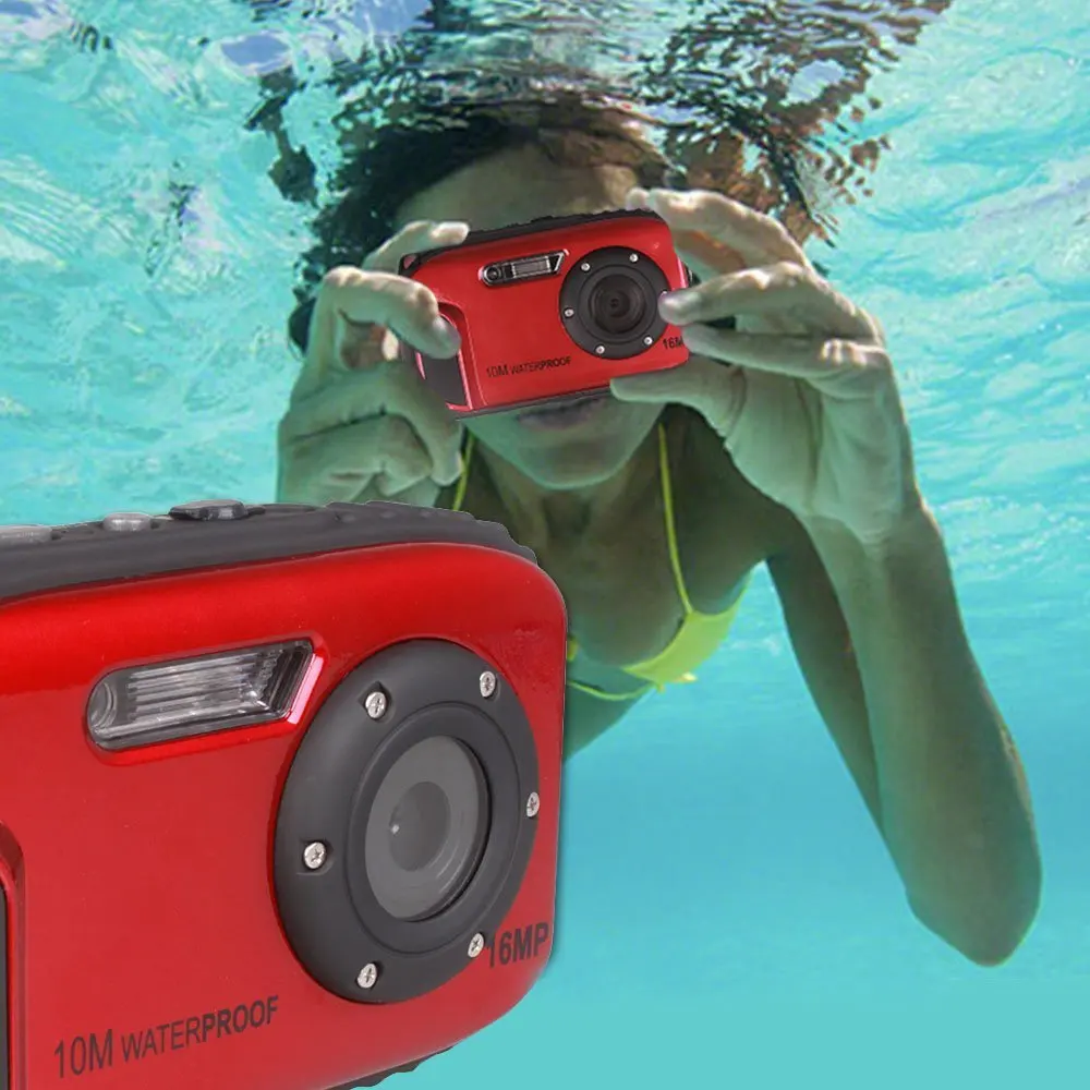 16MP HD 2.7 بوصة عرض كاميرا الحركة كاميرا رقمية 10 متر مقاومة للماء Winait كاميرا رقمية مقاومة للماء مع TF