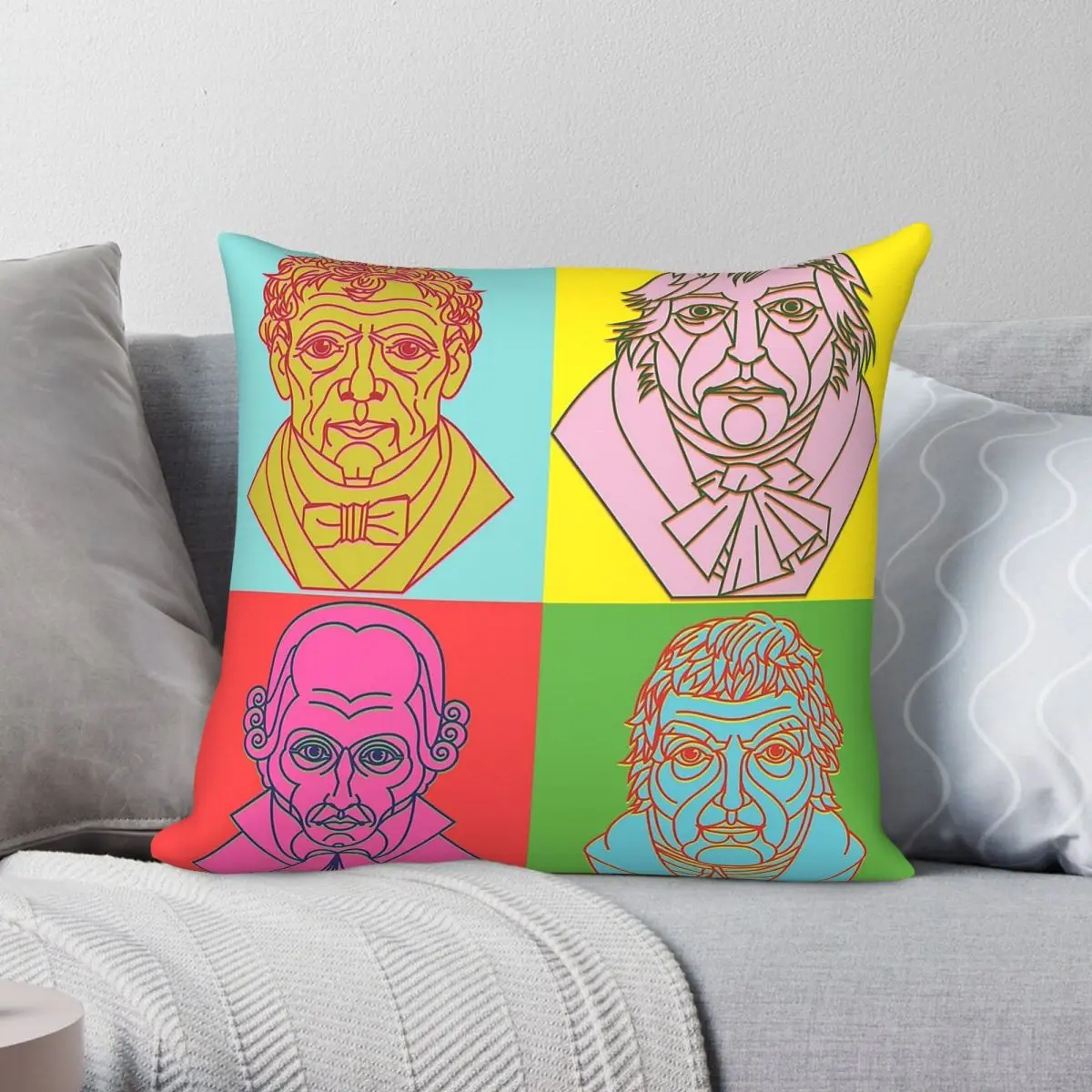 Funda de Almohada Idealista Kant Fichte Schelling Hegel, de Poliéster, Lino y Terciopelo, Estampada, Decorativa, para Sofá, Venta al Por Mayor