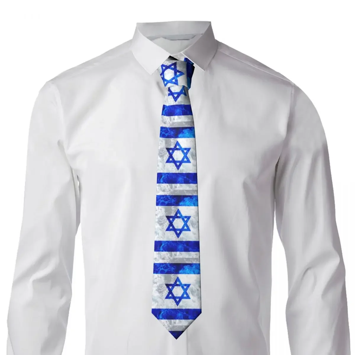 Classic Flag Of Israel Necktie for Men Personalized Silk Ocean Patriotic Stars Counrty Party Ties