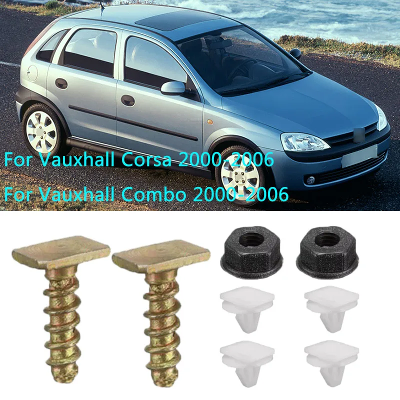8/16Pcs Car Front Wheel Arch Trim Fastener Clips Screw Nut Bolt Set For Vauxhall Corsa C Combo 2000-2006 Trim Fixing Clips