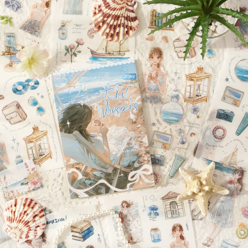 Mr.Paper 20Pcs/Bag Eternal Whispers Series Dual-Material Girl Theme Stickers DIY Base Material for Scrapbook Journal Decor