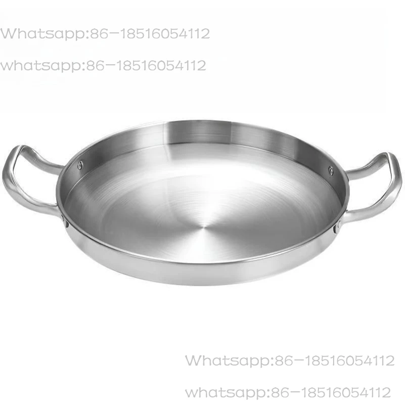 Stainless Steel Thickened Dry Pot Seafood Force Pan Shallow Pot Vegetable Plate Binaural Commercial Wok