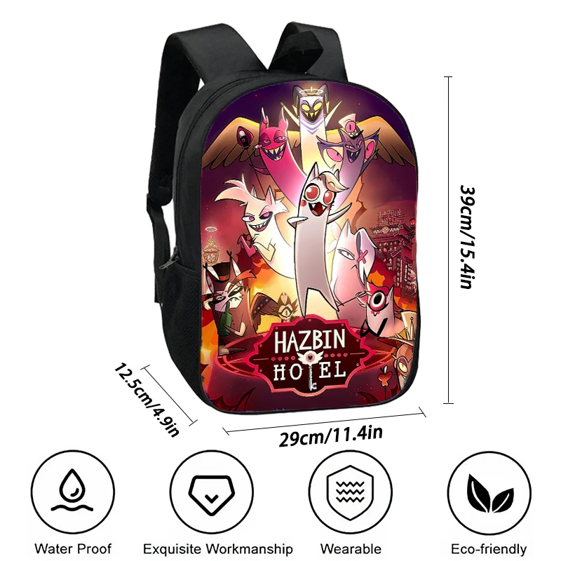 Mochila H-Hazbin Anime Hotel Kinder Rucksack für die Schule Cartoon Schult aschen für Jungen Mädchen leichte Schule Rucksack für Kinder