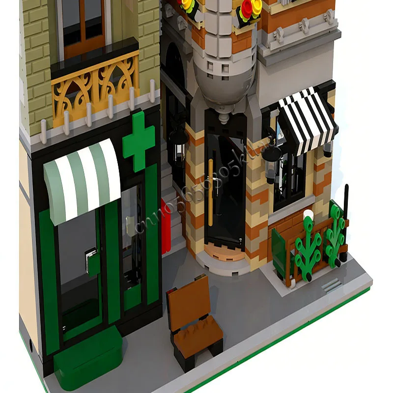 3676 pièces Maison Rue Bar à bière et Pharmacie Lite MOC Blocs de construction modulaires personnalisables Conception créative DIY Jouet pour garçon Cadeau d'anniversaire