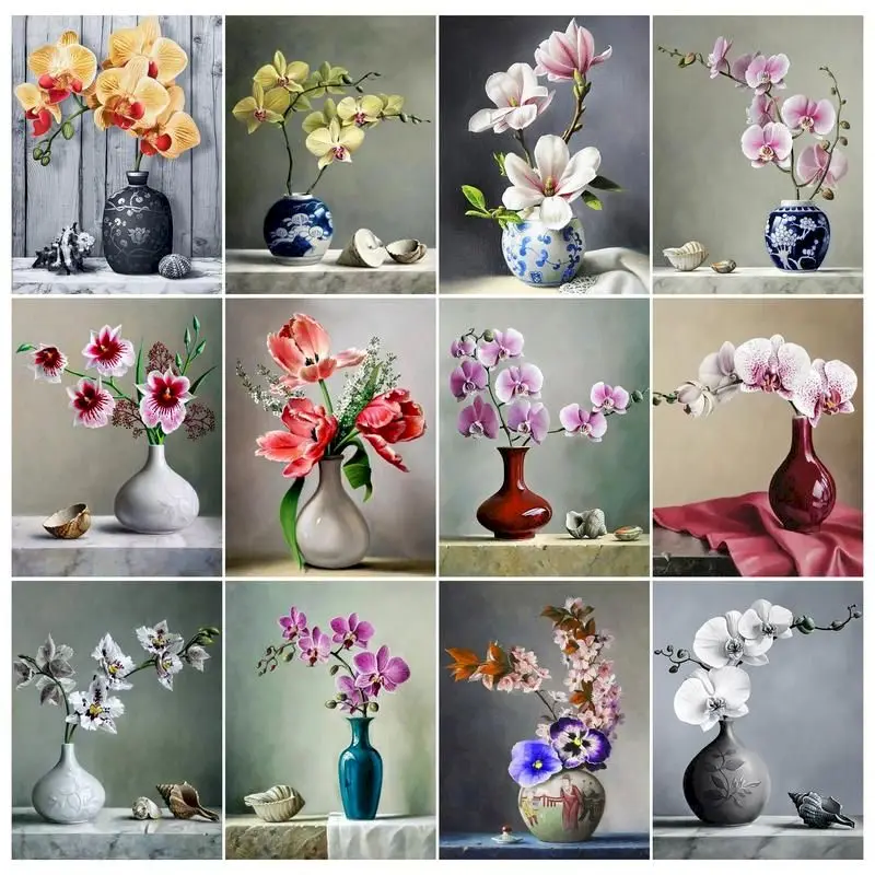 5D Elmas Boyama Orchid Vazosu: Ev Dekorasyonunda Sanatsal Mükemmellik ve Detay Odaklı Bir Keşif