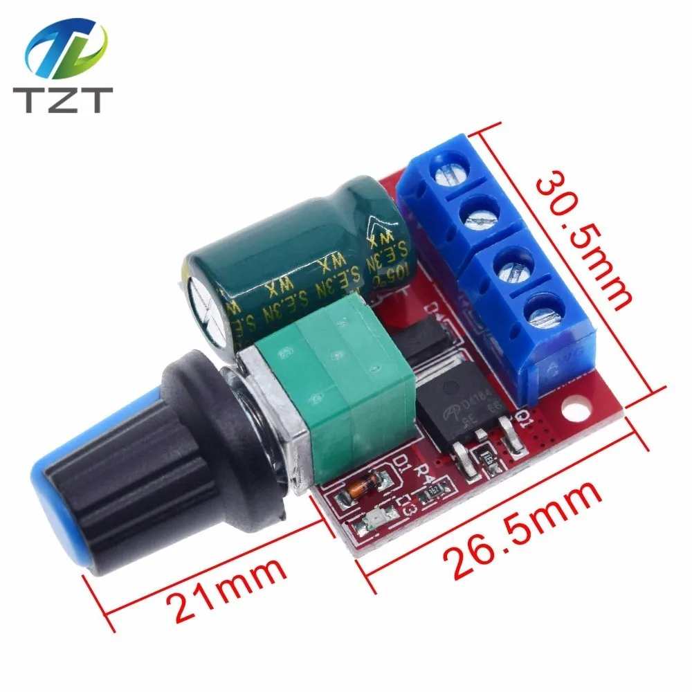 TZT 4.5-35V 90W PWM DC Motor Speed Controller Control Regulator Module 5A Switch Function LED Dimmer Board 20KHz 12V 24V