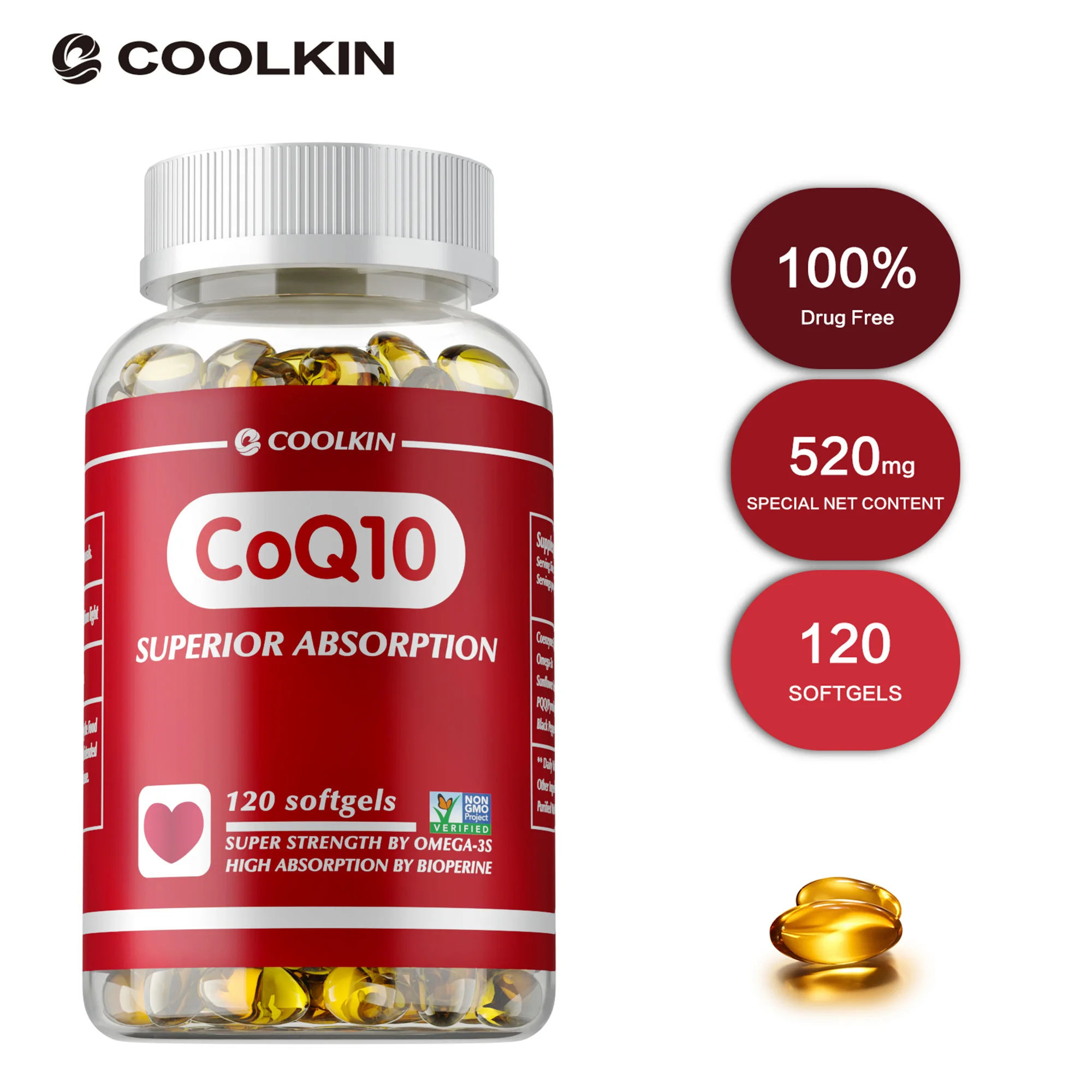 

CoQ10 Capsules 400mg - Antioxidant, Improves Blood Circulation, Supports Heart and Cardiovascular Health, Energy Production