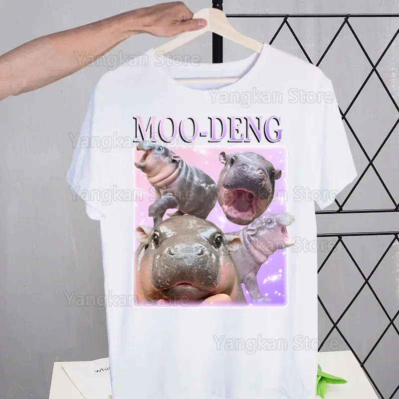 Cute Moo Deng Bouncy Pig T Shirt Fashion Print Tshirt Summer Mens Novelty Short Sleeve T-shirt Men Funny Tops