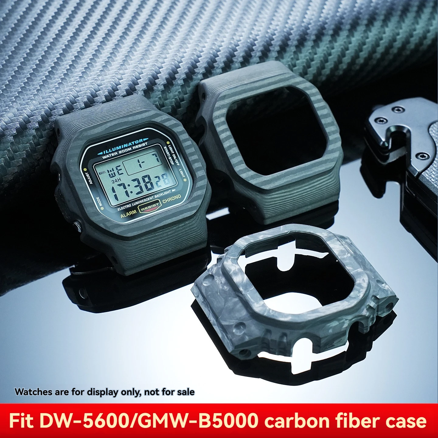 For Casio DW-5600/5610 GMW-B5000 carbon fiber case，dw5600/5610 gmw-b5000 Modified men's small square watch case accessories