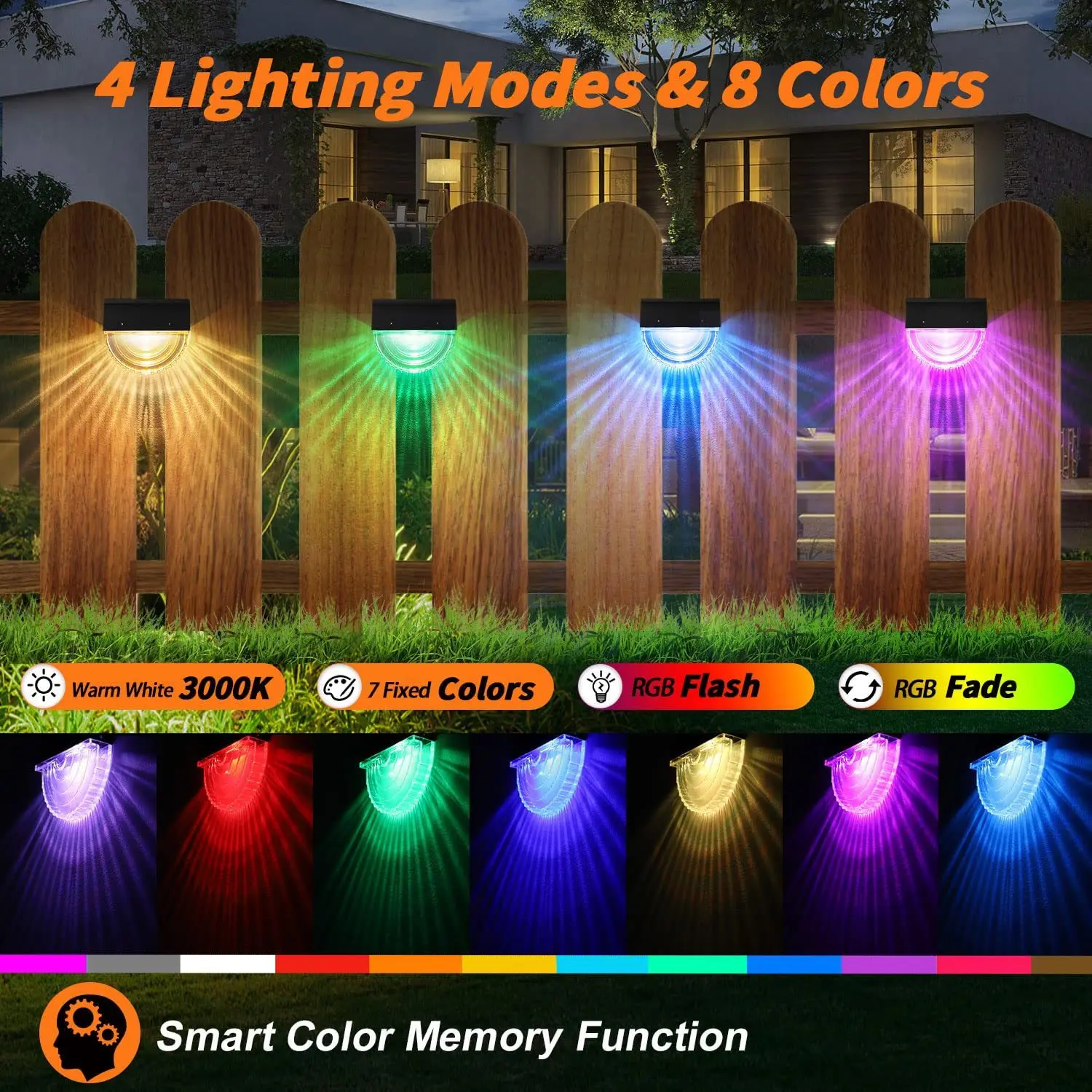 Solar Powered Step Lights Fence Decorations Ambient Lights Colorful Festive Atmosphere Courtyard Lights