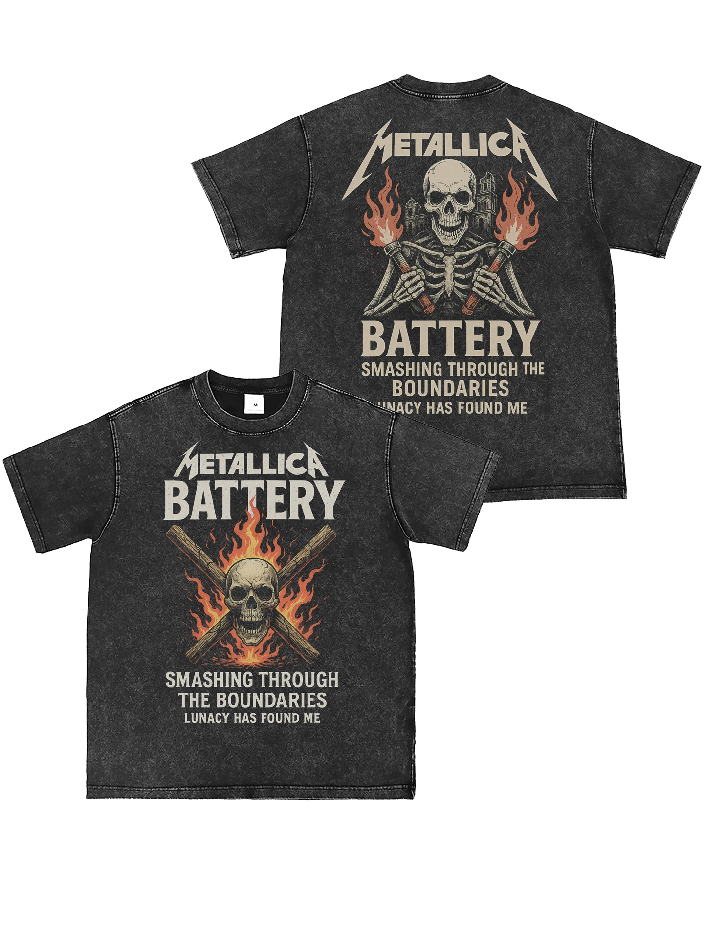 Retro Grey American Street Punk Rock Short Sleeve T-Shirt Metal Band Direct Spray Washed Vintage Style Cotton Youth Summer Tee