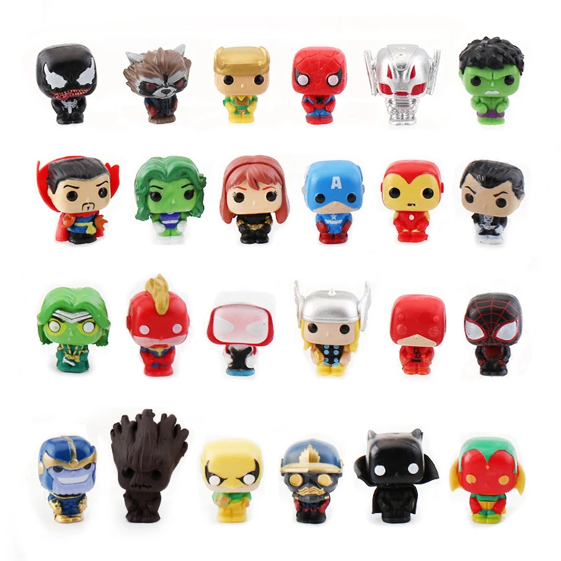 26-24 pièces/ensembles Marvel Q Version Figure Avengers Anime super-héros Iron Man Spiderman Captain America Hulk enfants jouets cadeau de noël