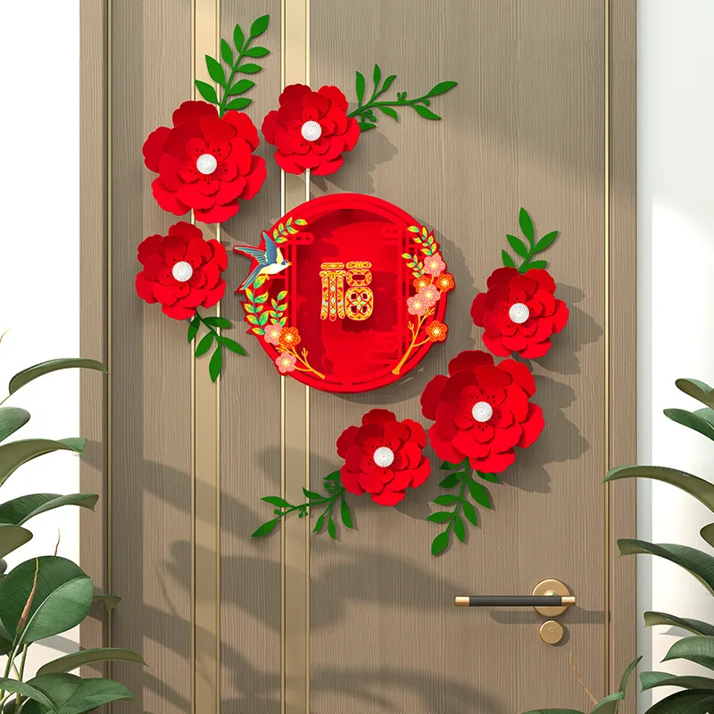 2024 Chinese New Year DIY Wall Decal Decor Lunar Year Door Window Party Decoration Spring Festival Holiday Ornament