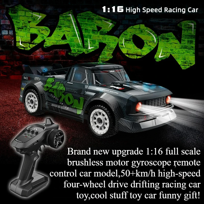Cool Stuff Toy Car Funny Gift-50+km/h High-speed 4WD Rc Truck,1:16 Full-scale Gyroscope Rc Drift Car,Monster Truck,Toys for Boys