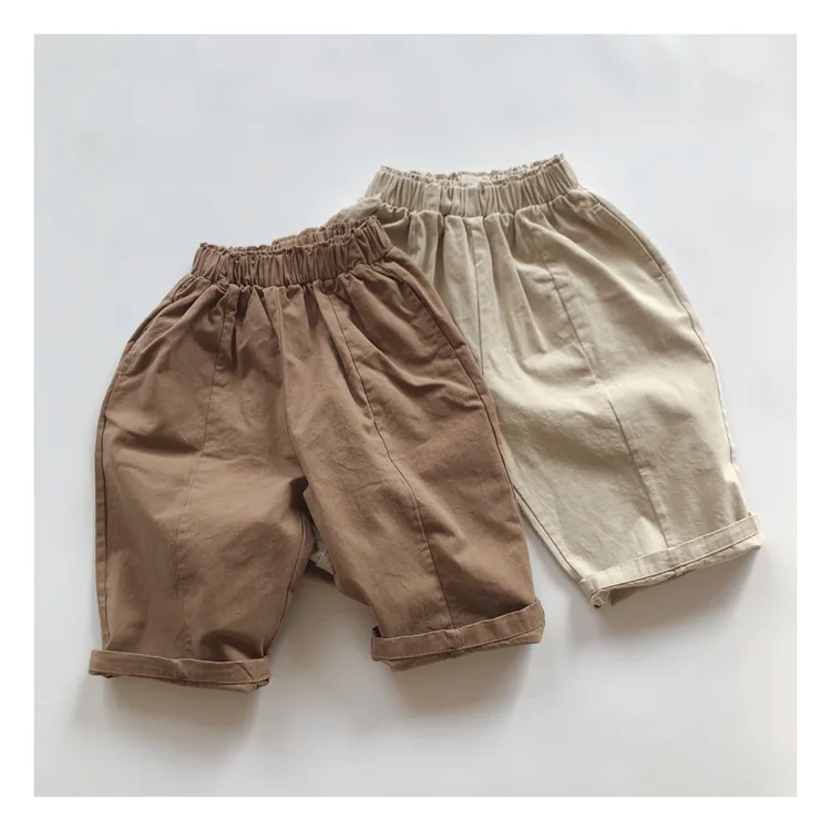 Korean Childrens Boys Spring Autumn Pants Embossed Casual Baby Boys Radish Pants Solid Color Woven Stylish Kids Boys Long Pants