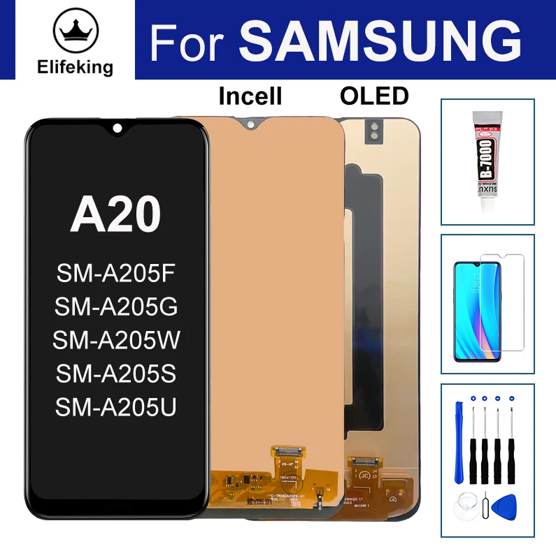 Display for Samsung A20 LCD A205 Touch Screen Digitizer Assembly for Samsung A20 Display SM-A205FN SM-A205GN LCD Replacement