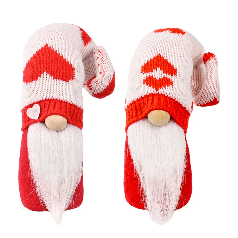 2 Pcs Love-Heart Gnome Doll Decorations Couples Gifts Farmhouse Home Decor Tomte Scandinavian for Household Ornaments