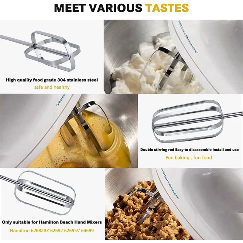 

2X Hand Mixer Beaters For Hami-Lton 62682RZ 62692 62695V 64699, Mixer Parts Replacement, Hand Mixer Electric Attachment