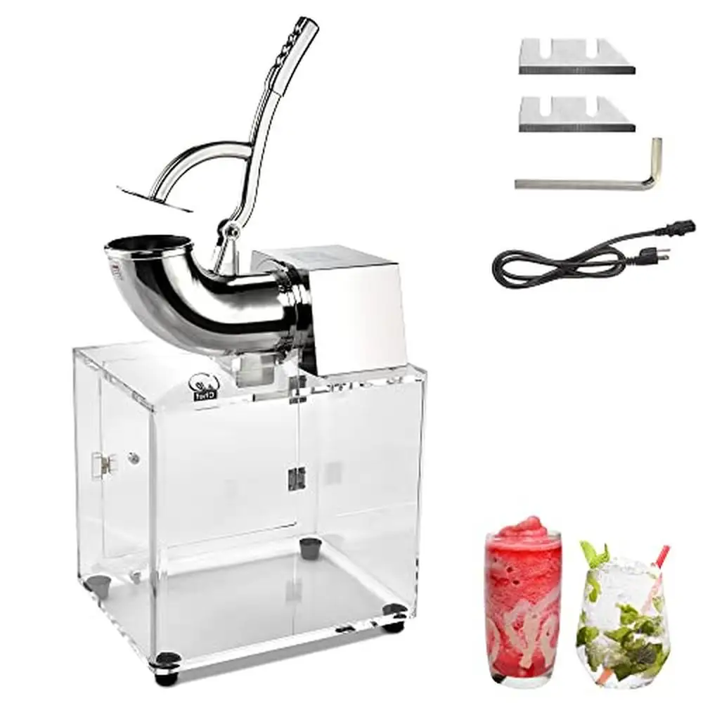 Electric Snow Cone Machine Slush Maker Ice Shaver Crusher Dual Blades 250w 440lbs Commercial Home Use Stainless Steel Durable