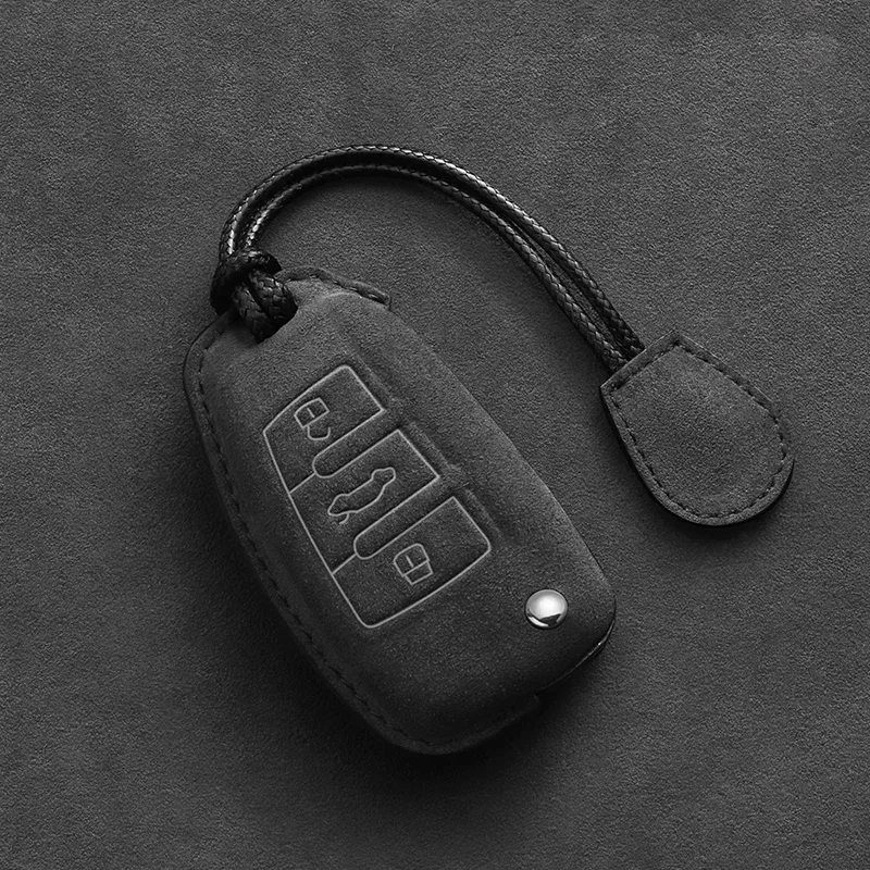 Leather Car Key Case Fob For Audi A1 A3 8V A4 B8 B9 A5 A6 C7 A7 A8 Q3 Q5 Q7 S4 S6 S7 S8 R8 TT Keychain Suede Accessories