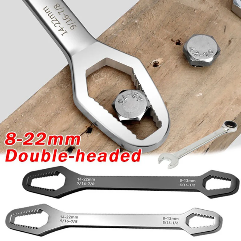 Double-ended Box Wrench 8-22 Multi-functional Anti-slip Self-tightening Adjustable Wrench Household Auto Repair Manual Tool