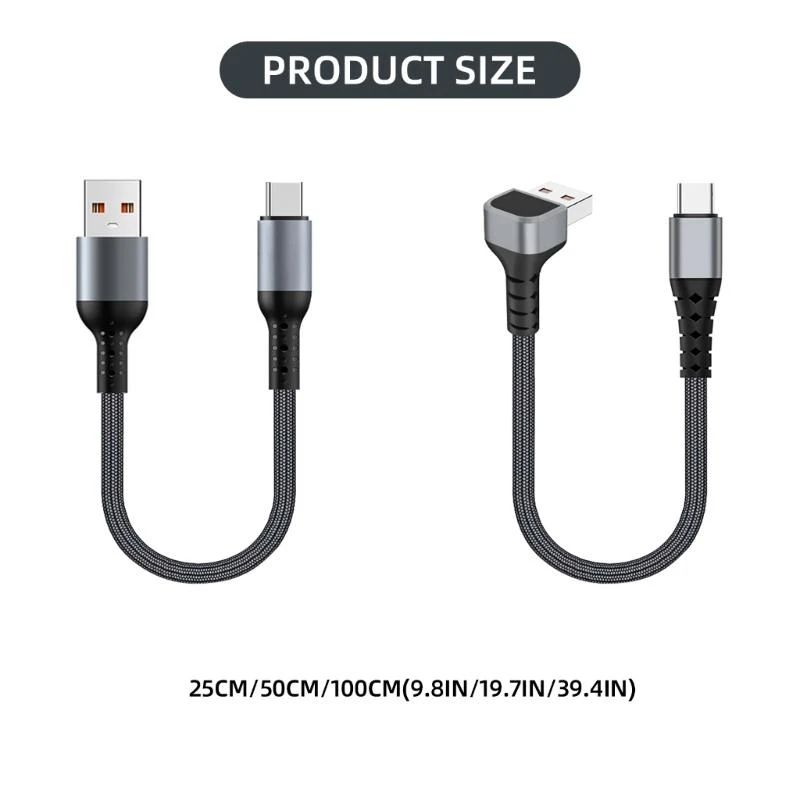 25CM USB Type-C ケーブル 急速充電データ転送コード 充電器 90度エルボー USB - Type-C ケーブル Samsung、Xiaomi、POCO対応
