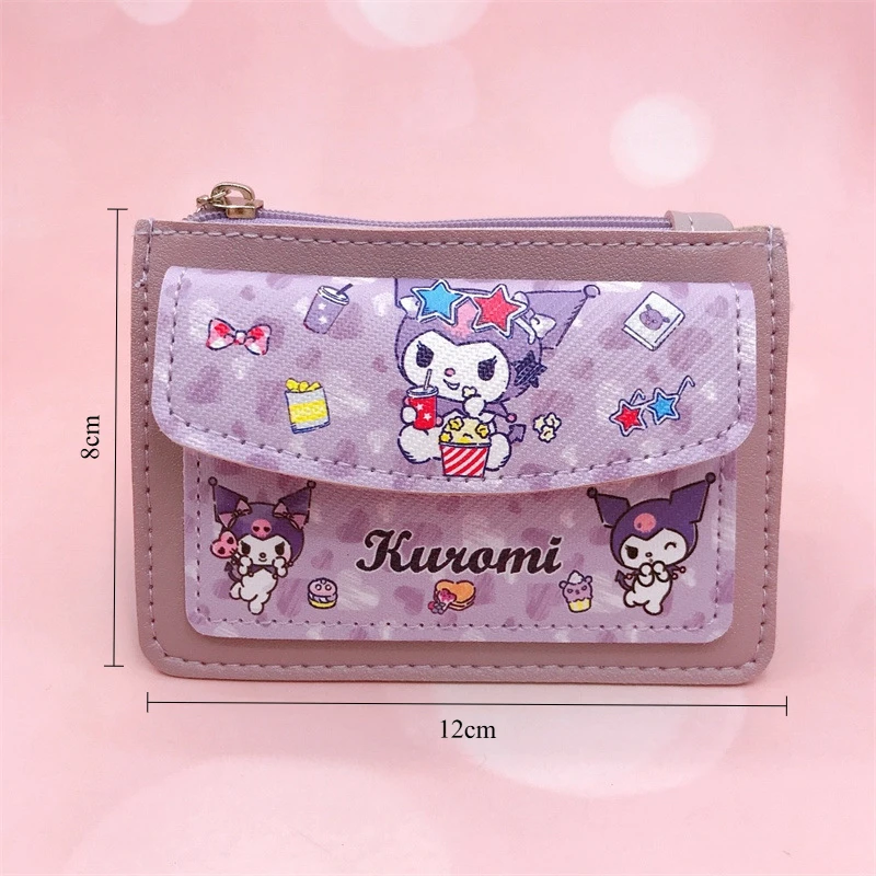 Hello Kitty Cute Wallet Women Sanrio Coin Purses Leisure Zipper Melody Card Holder Kuromi Coin Pouch Cartoon Printed Clutch Case