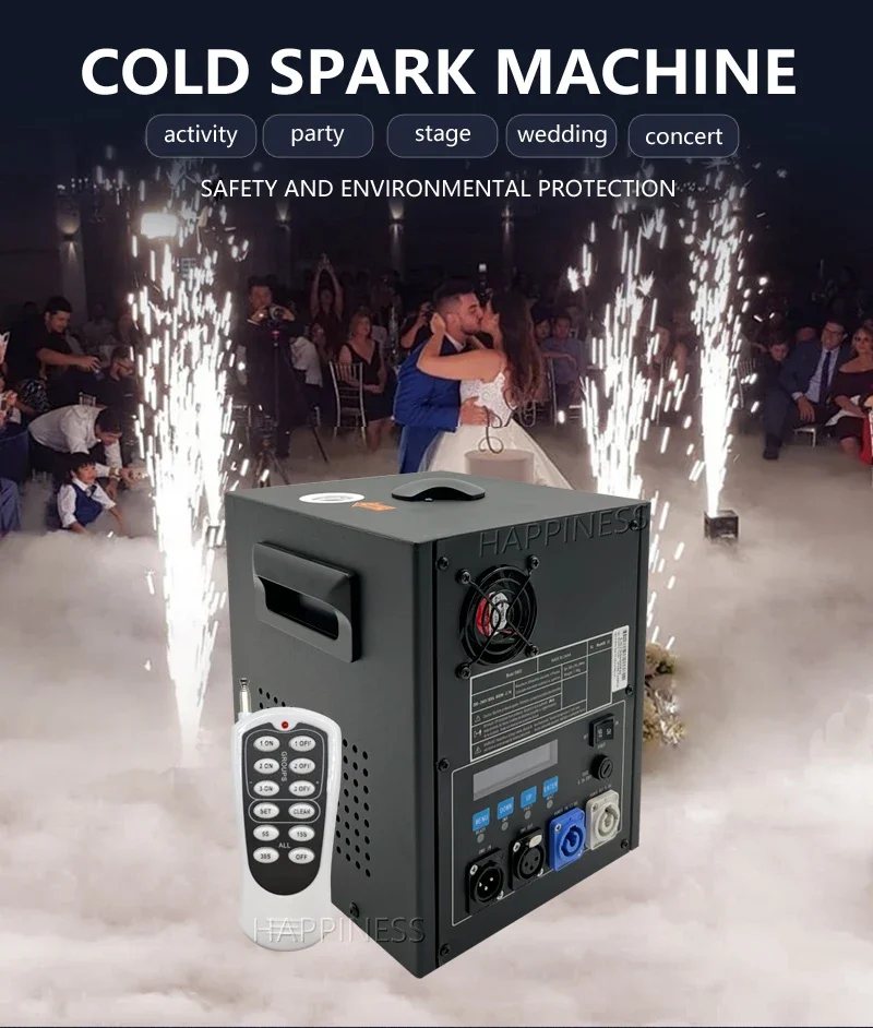 HAPPINESS 600w DMX Wireless Remote Control Cold Spark Machine Sparkler Firework Machine For Wedding Event Celebration Stage