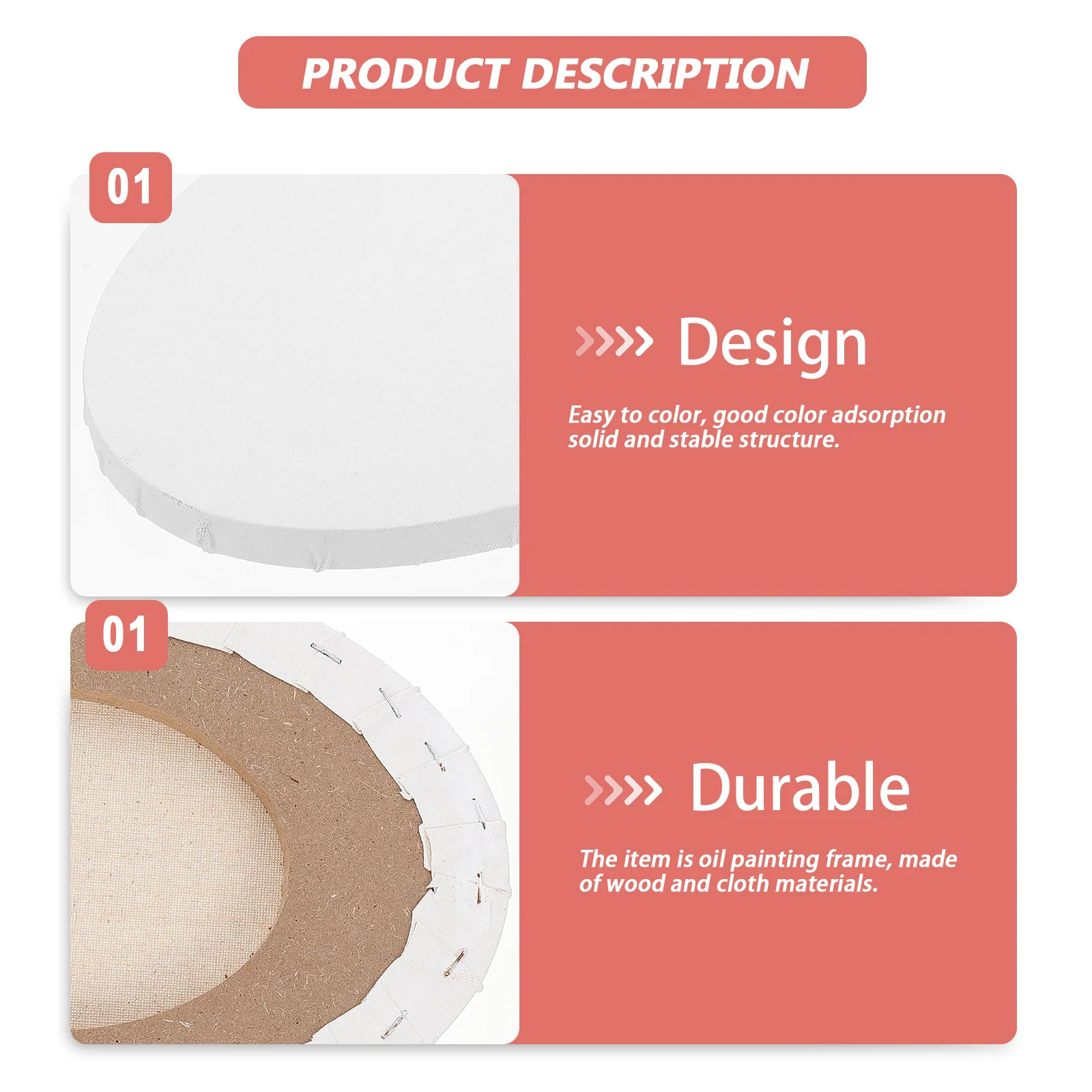 

1PC Oval Oil Painting Canvas for Acrylics Gouache Beginners Lightweight Compact Art Supplies Student Creative Decor Oil