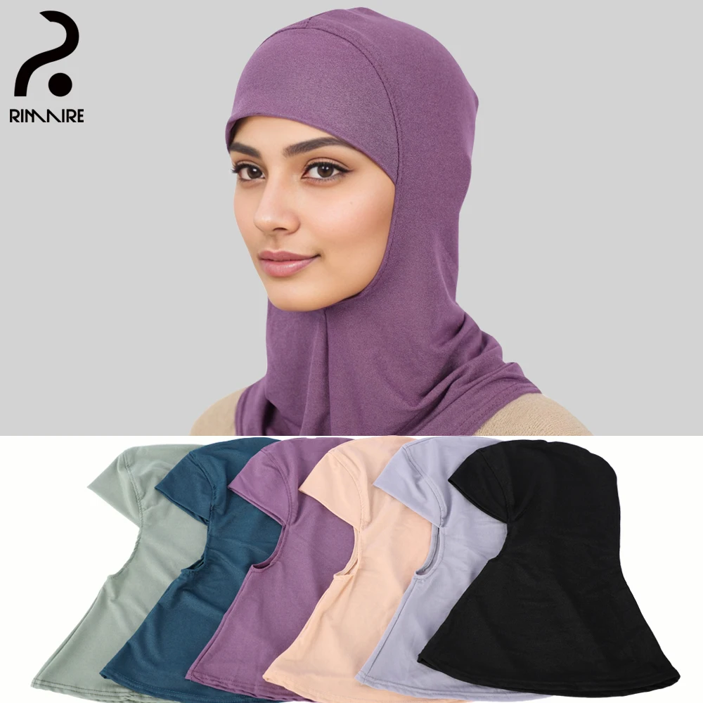 Elegant Inner Caps Solid Muslim Hijab for Women Newest Turban Hat Islam Ladies Muslim Headband Shawl Hat Party Wholesale RIMAIRE