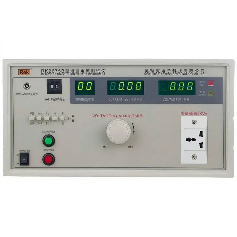 

REK Desktop Ac Leakage Current Tester Meter RK2675B with LED Digital Display 1000VA Detection Equipment