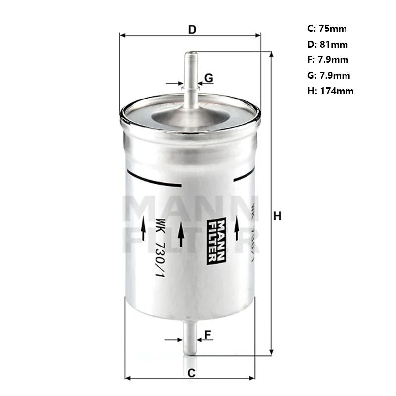 MANNFILTER WK730/1 Fuel Filter Fits VW Caravelle New Beetle Multivan Golf CHERY A1 QQ 3 AUDI A3 A4 A8 SKODA Octavia 1J0201511A