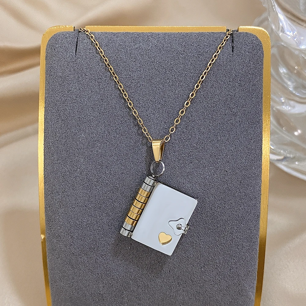 

Stainless Steel Petite Book Locket Necklace for Women Personalised Silver Color Petite Book Locket Charm Necklace Trendy Jewelry
