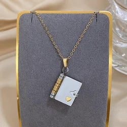 Stainless Steel Petite Book Locket Necklace for Women Personalised Silver Color Petite Book Locket Charm Necklace Trendy Jewelry