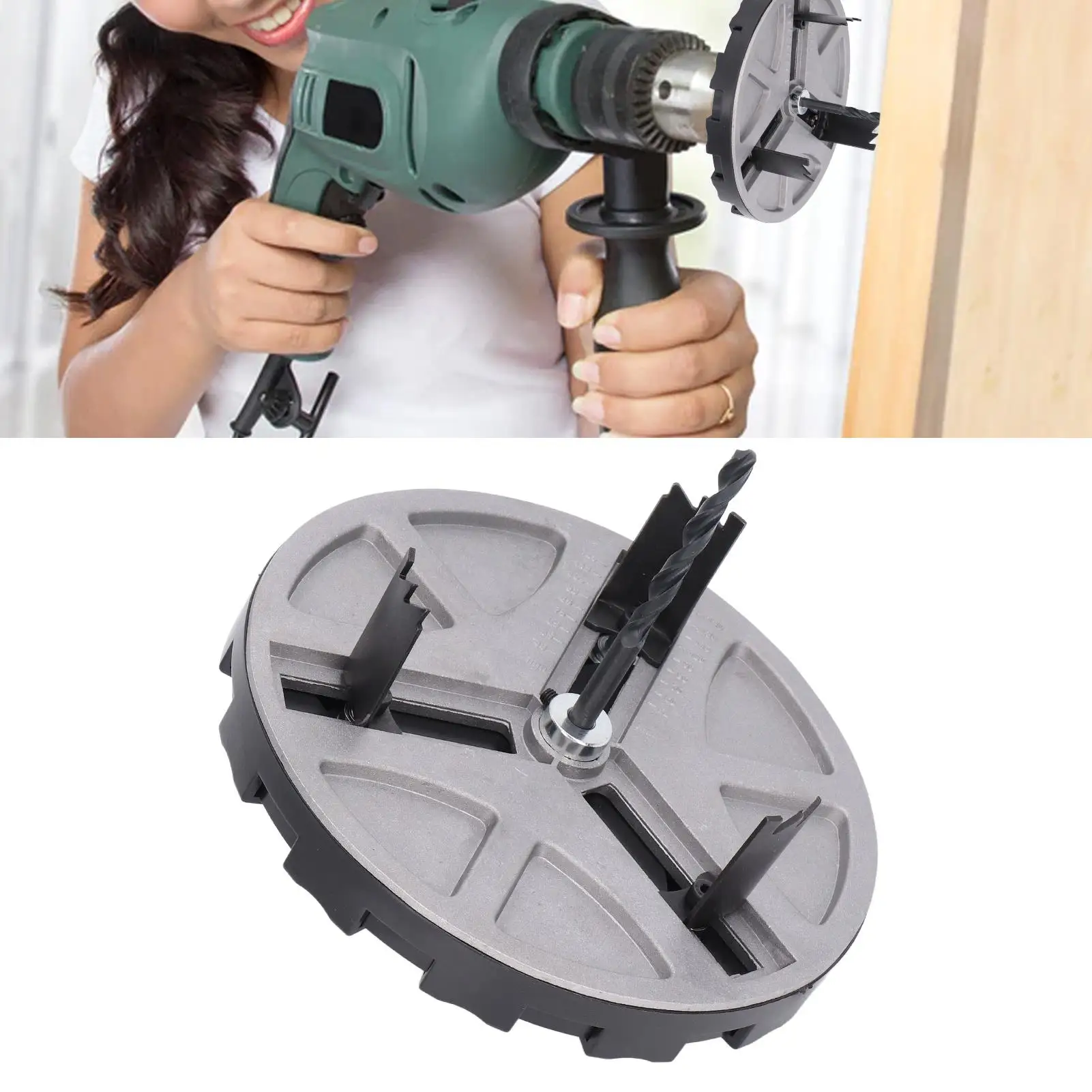 Adjustable Punching Saw Tool for Round Holes with Positioning Bit and Three Tooth Blades for Various Diameters