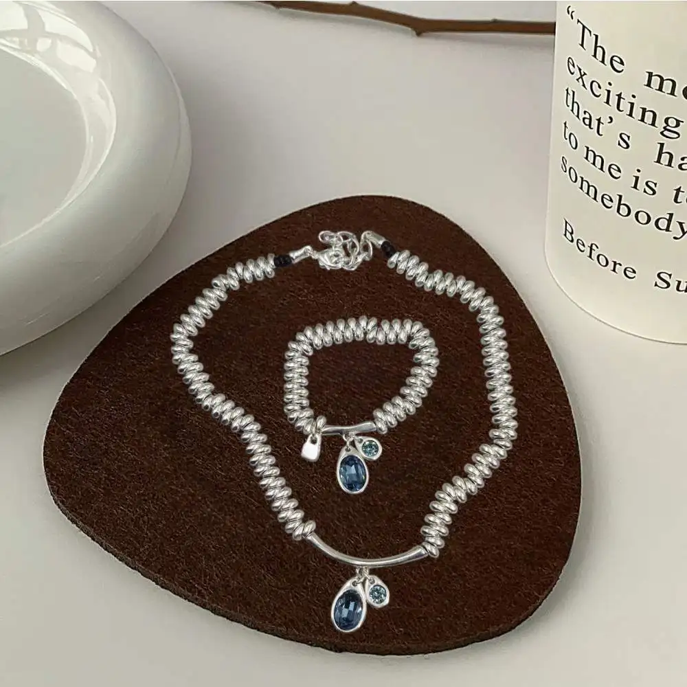 2026 Spring Bright Palace Style Colorful Irregular Crystal Bracelet Necklace Jewelry Two Piece Surprise Gift Set