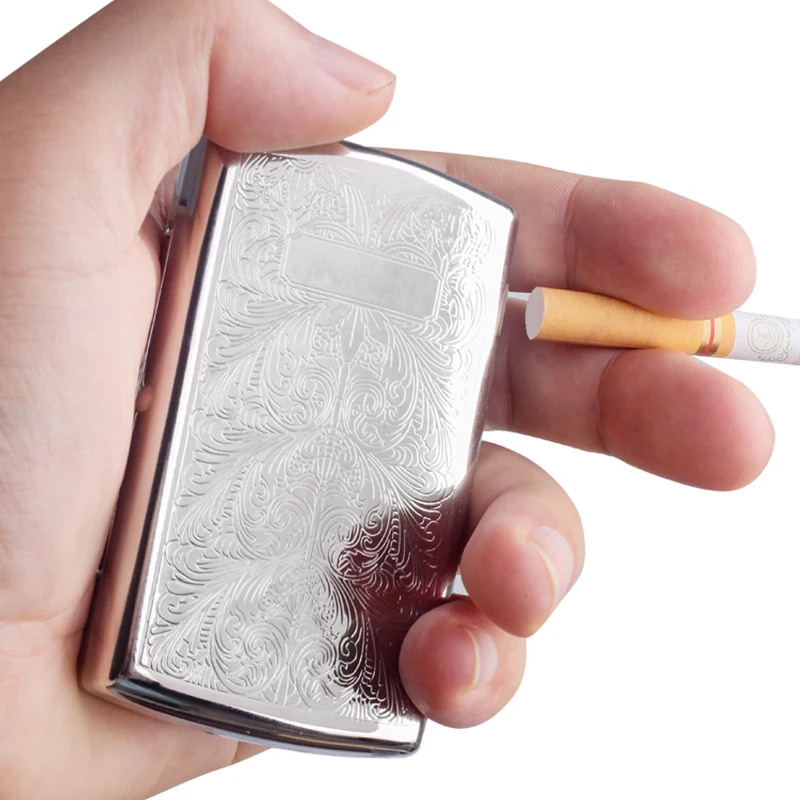 Cigarette Case High Quality Silver Printed Flower cigarette case hold 12pcs cigarettes Cigarette holder box