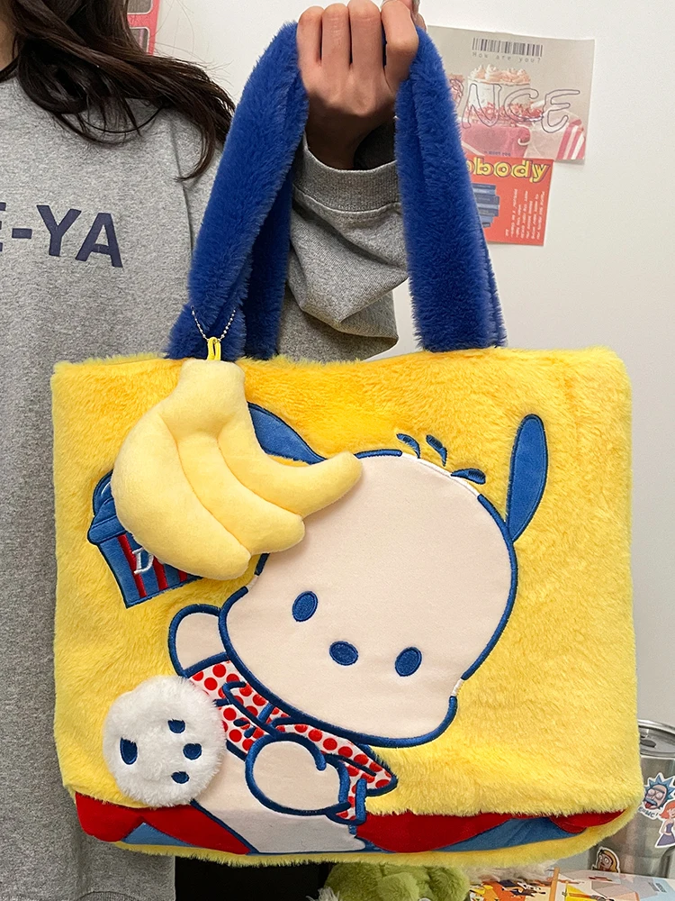 Sac à bandoulière en peluche Sanurgente, sac à dos en peluche Kawaii, sac à main Kitty, sac messager initié, fourre-tout Kuromi Pochacco, cadeau