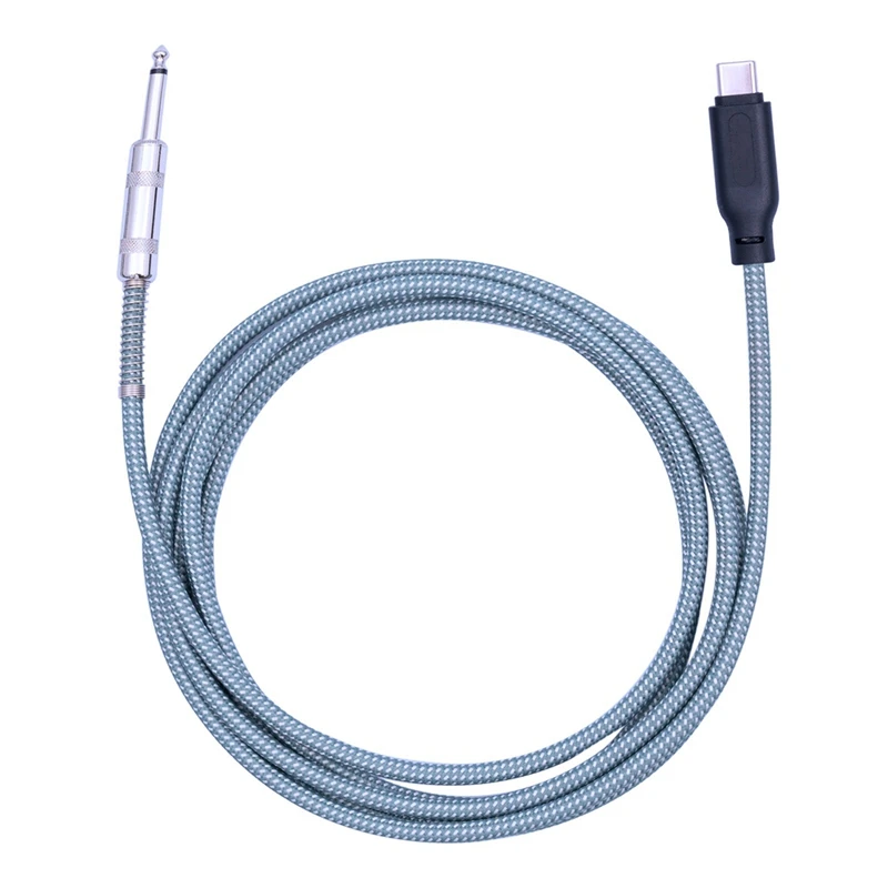 

Аудиокабель 6,35 мм «папа»-«папа» USB Type-C «папа» для гитары, 1/4 дюйма в USB-C, записывающий шнур, гитара в USB C кабель для записи, прочный