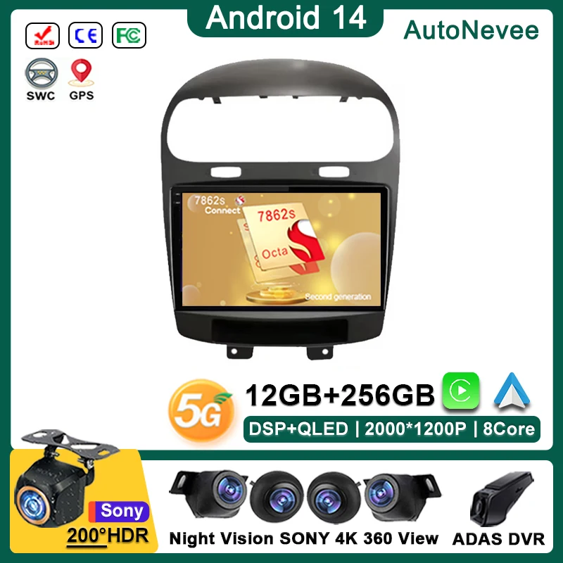 

Android 14 For Dodge Journey Fiat Leap 2012 -2020 Car Dvd Auto Radio Stereo Multimedia Player navigazione GPS 5G wifi CPU HDR