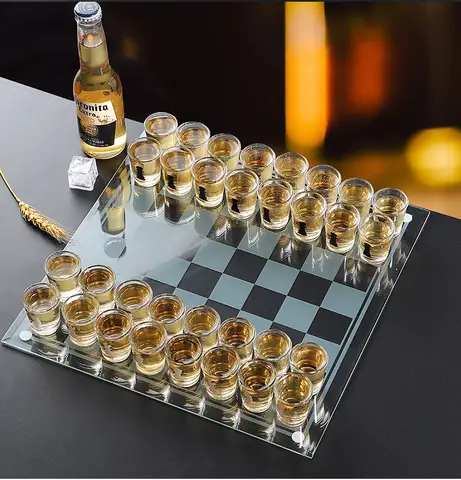 Glass Wine Cup Chess Crystal Wine Cup Chess Set Bar Drinking Game Board Game Table Game Business Gift Home Decoration