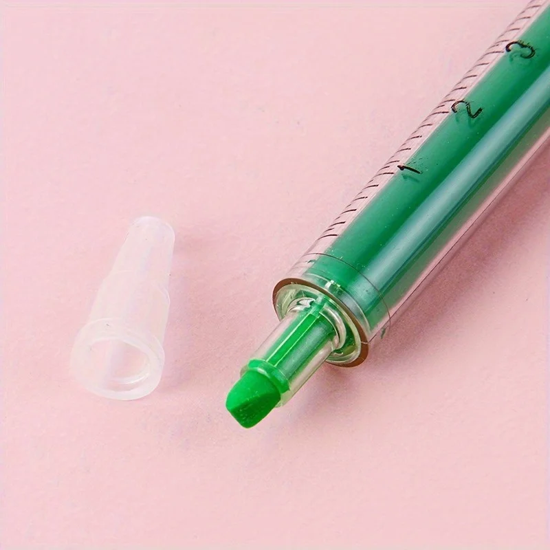 6pcs thick/thin Highlighter Markers, Syringe Style Highlighter, Drawing Markers, School And Office Supplies