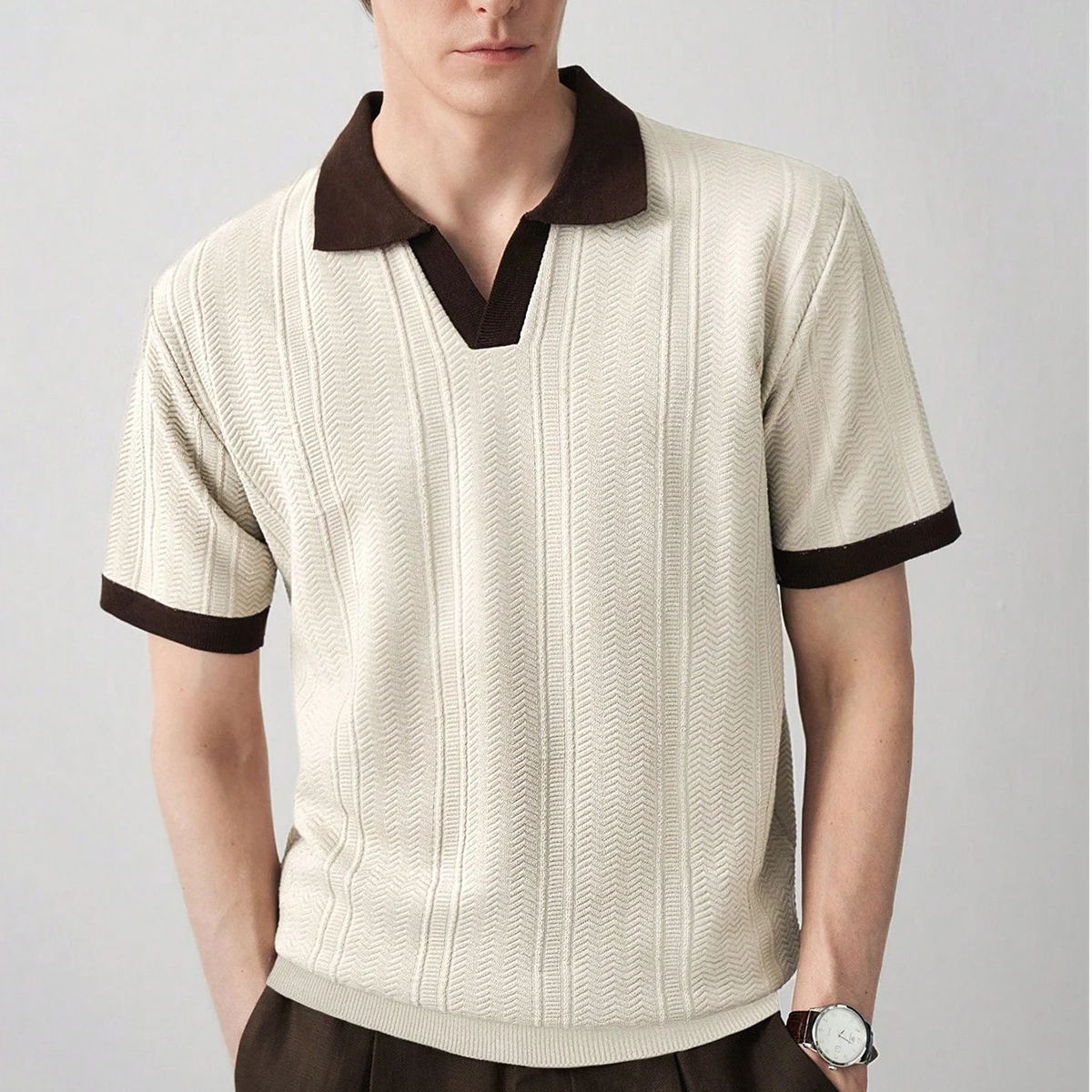US-Größe Kurzarm-Poloshirt für Herren, Strickhemden, Modische Leichte Pullover für Männer