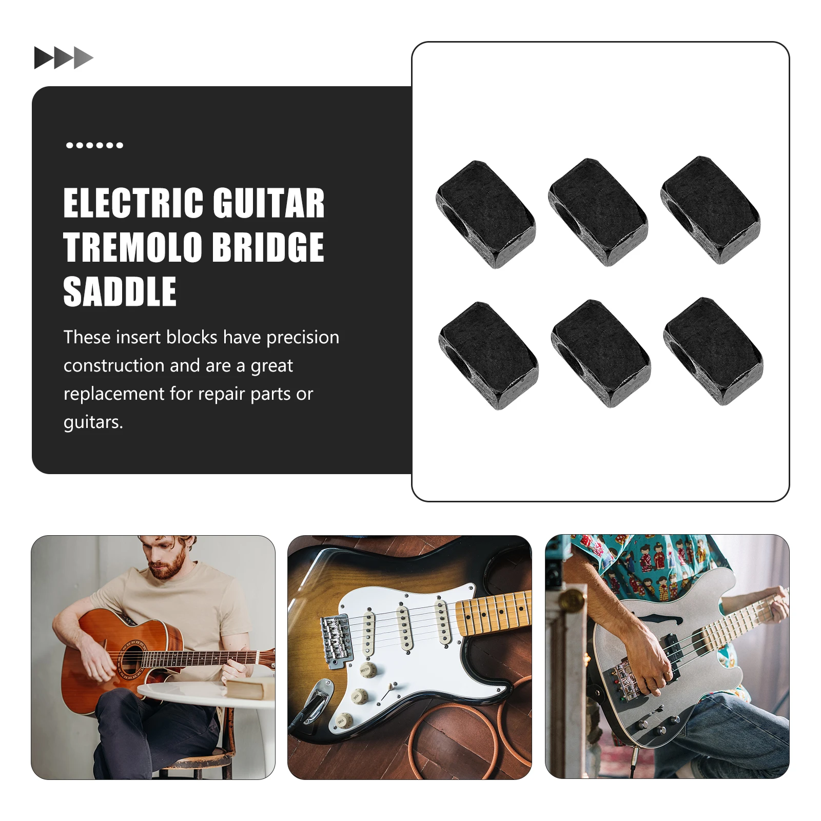 

6 Pcs Bridge String Pressing Square Electric Guitar Lock Insert Blocks Tremolo Saddle Metal Clamp Repair Part Accessories
