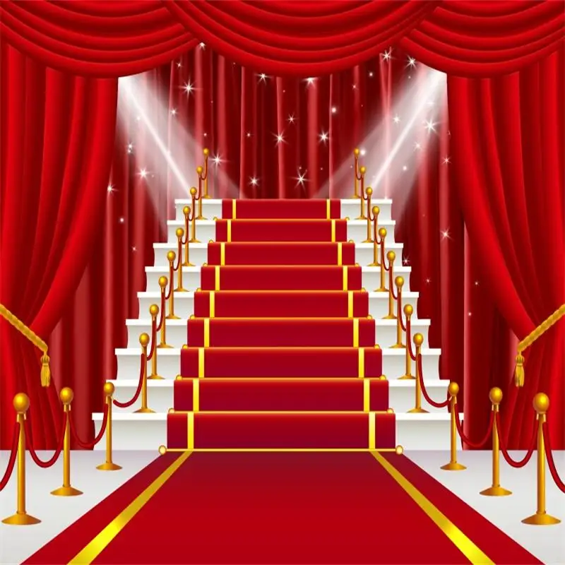 Red Carpet Stage Backdrop Movie Night VIP Birthday Party Star Awards Film Ceremony Festival Celebration Photography Background