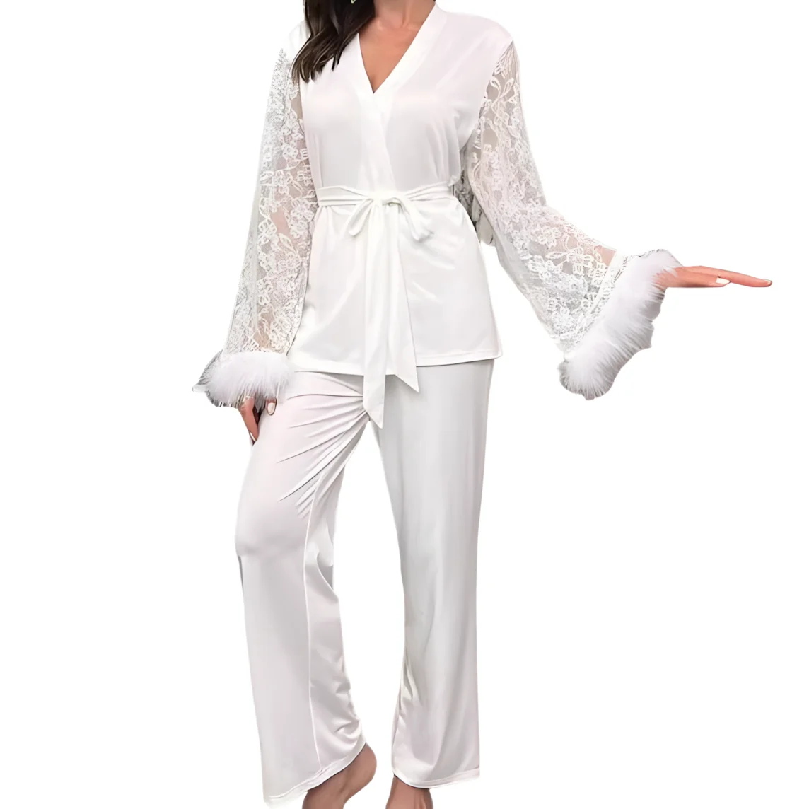 

Women's Slim Fit Two-Piece Set Sexy Design Comfortable Temperament Autumn Winter Home Wear European American Style