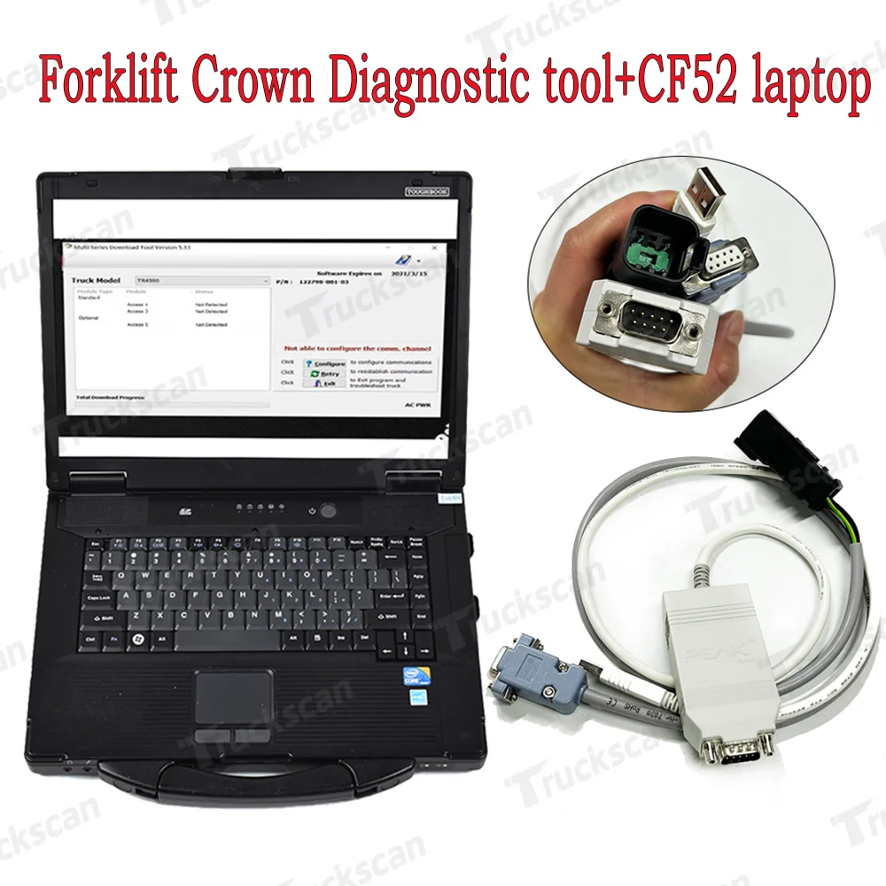 

CF52 Laptop with For Linde Cable VNA Series New Forklift Crown linde Interface PEAK PCAN-USB Diagnostic tool