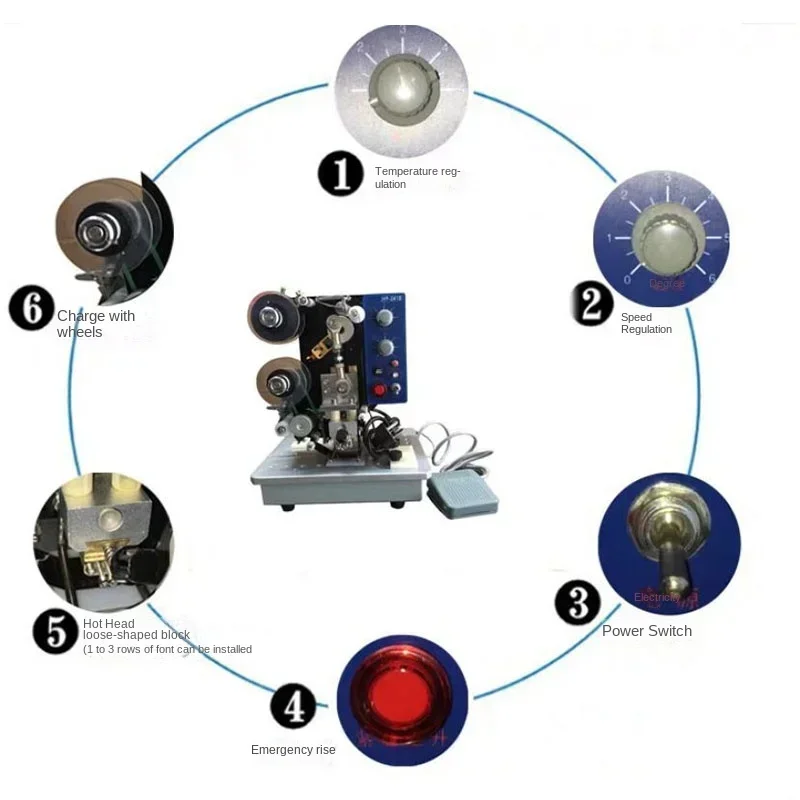 2025 110V/220V Electric Ribbon Coding Thermal Automatic Coding Machine Labeling Machine Validity Coding Machine HP-241B