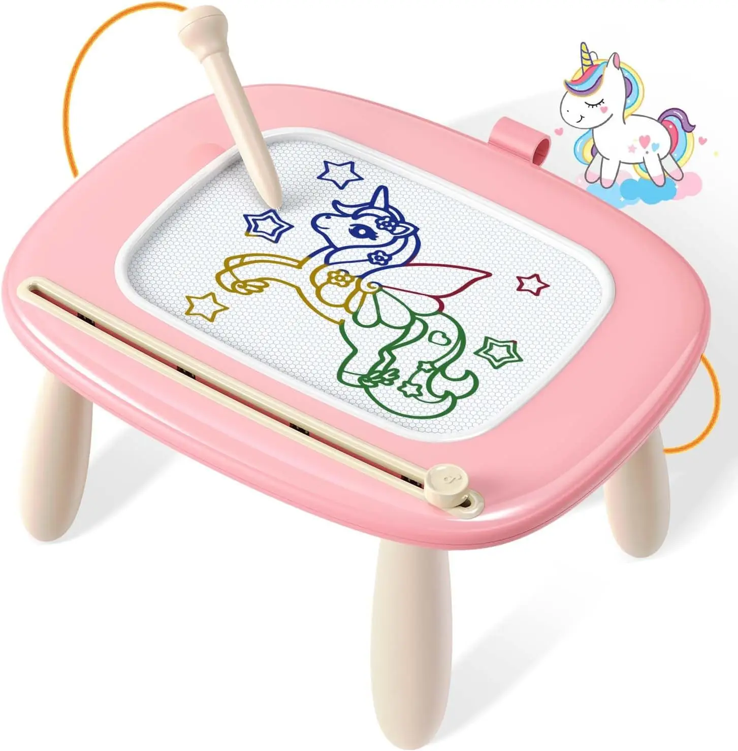 

Магнитная доска для рисования для малышей 1-3 лет, развивающая игрушка для рисования, подарок на день рождения для девочек - розовая