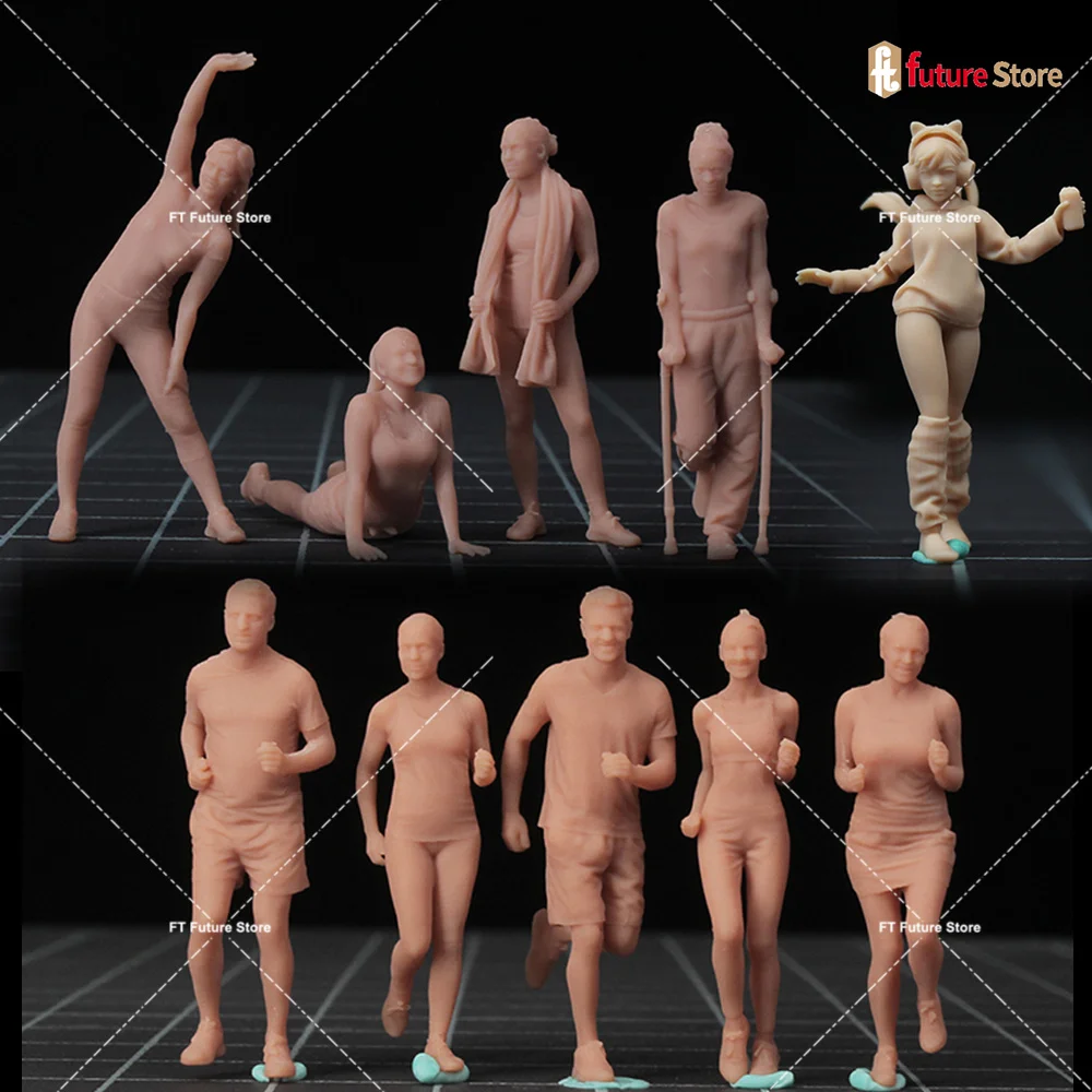 In Stock 1/64 1/43 Sports Girl Male Run Scene Miniatures Figures Diorama Model Mini Dolls Creative Props For Car Toy Display